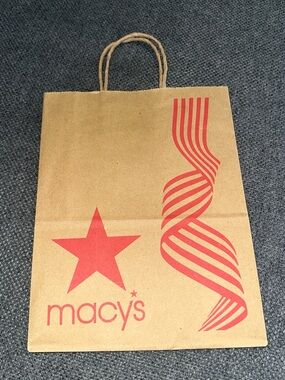 Macy's Kraft gift Bag with Red Star and Stripe Design